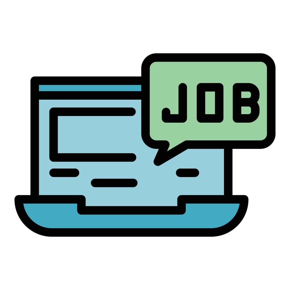 Laptop job search icon color outline vector