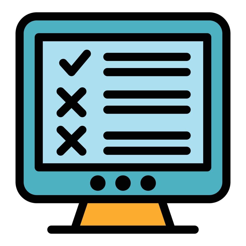 Monitor assignment icon color outline vector