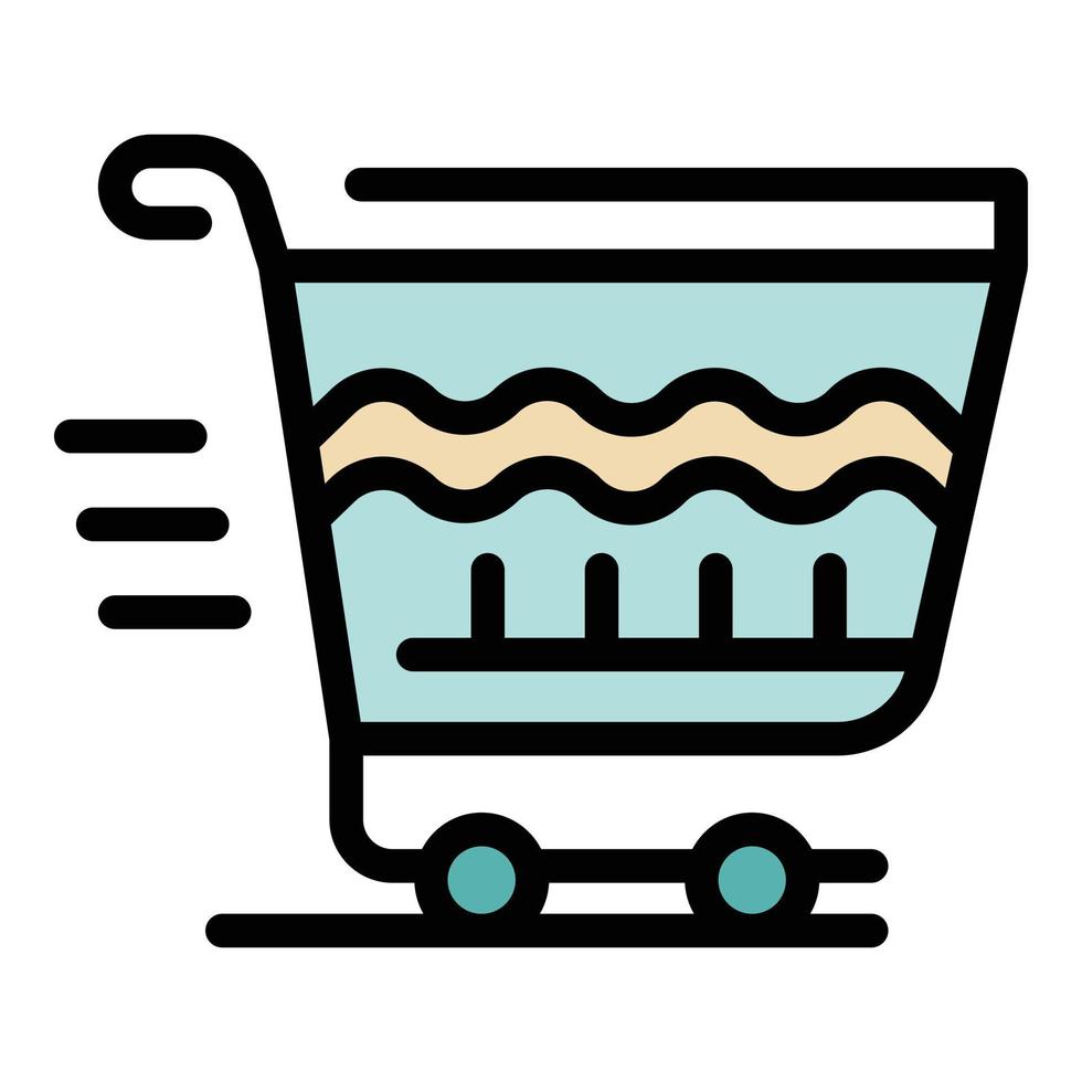 Shopping trolley icon color outline vector