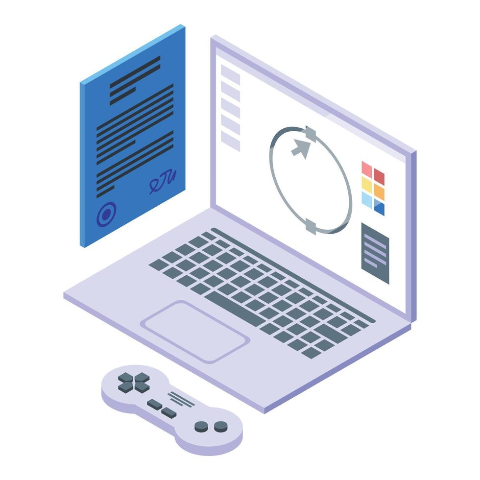 Laptop control icon isometric vector. Product trade vector