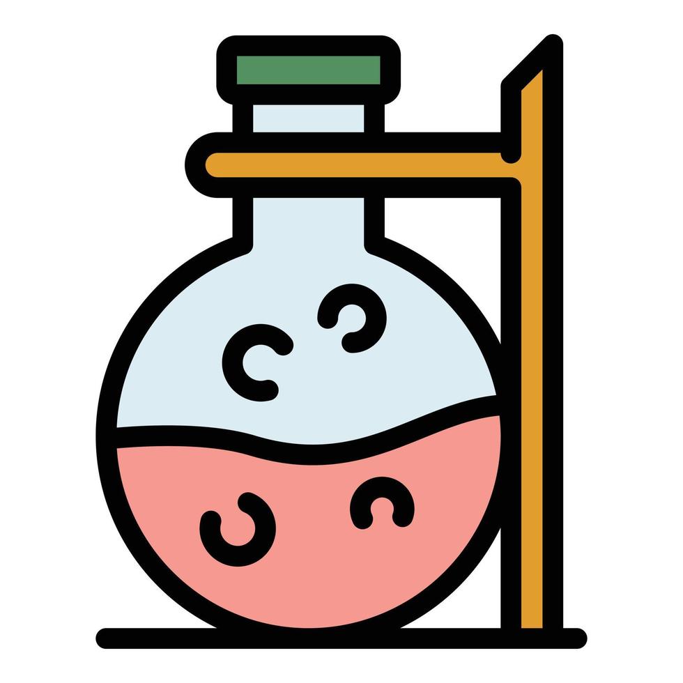 Boiling chemical flask icon color outline vector