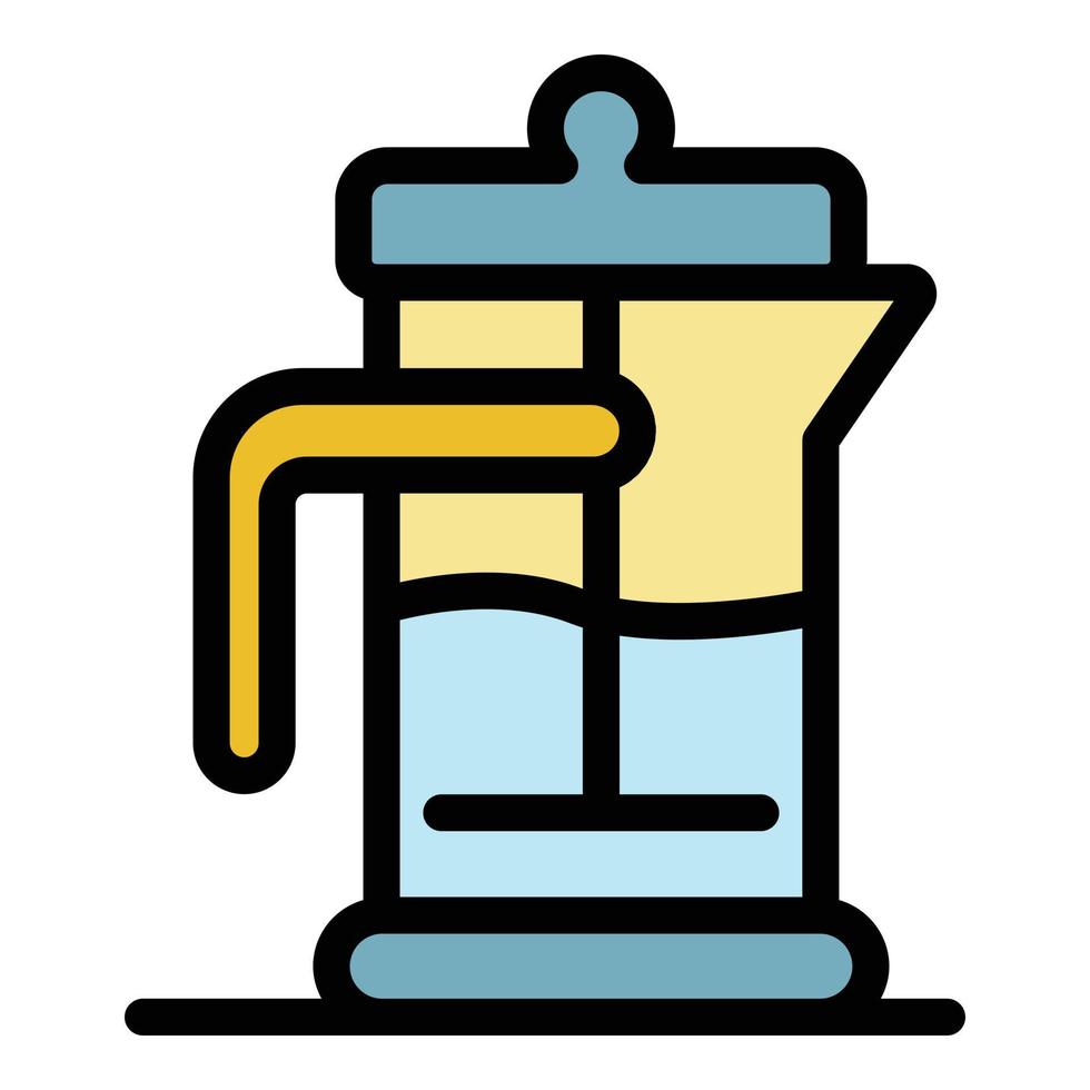 Tea press icon color outline vector