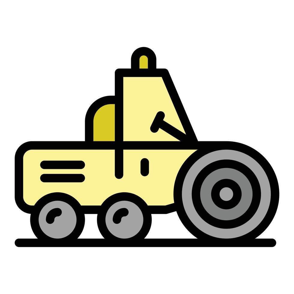 vector de contorno de color de icono de rodillo de carretera de mantenimiento