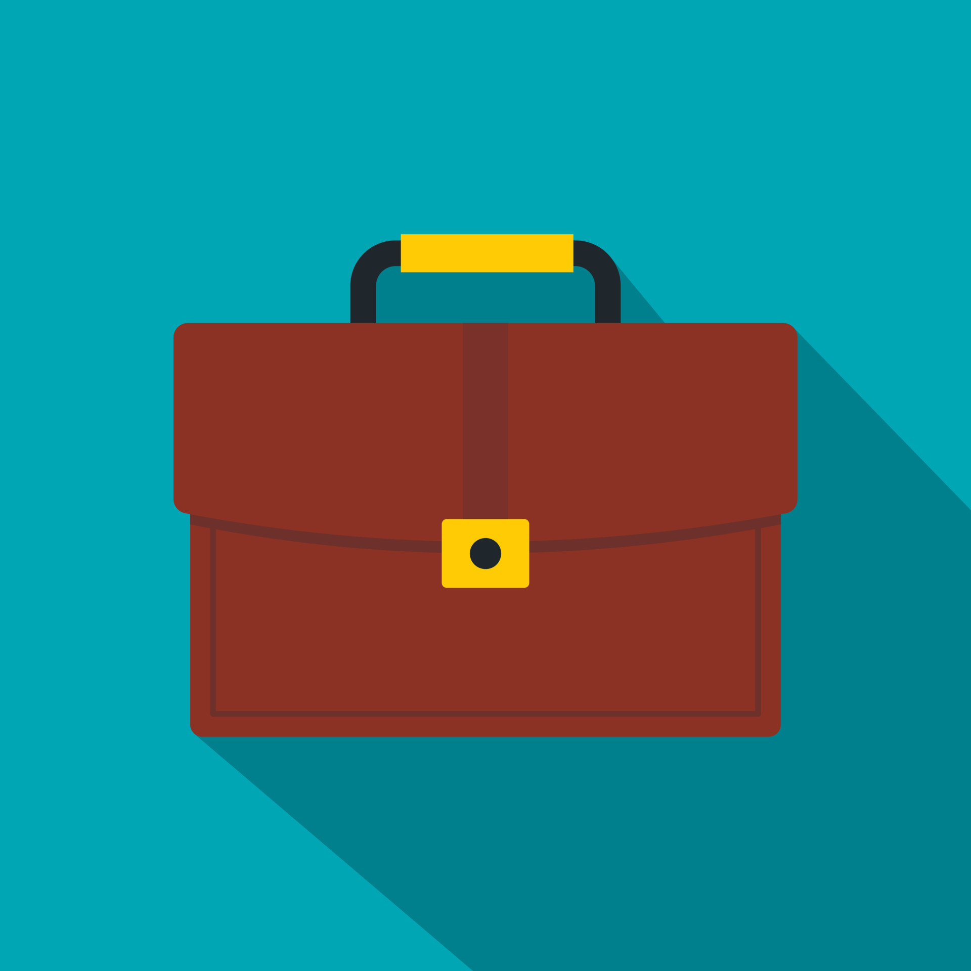 Brown business briefcase icon, flat style 15092187 Vector Art at Vecteezy