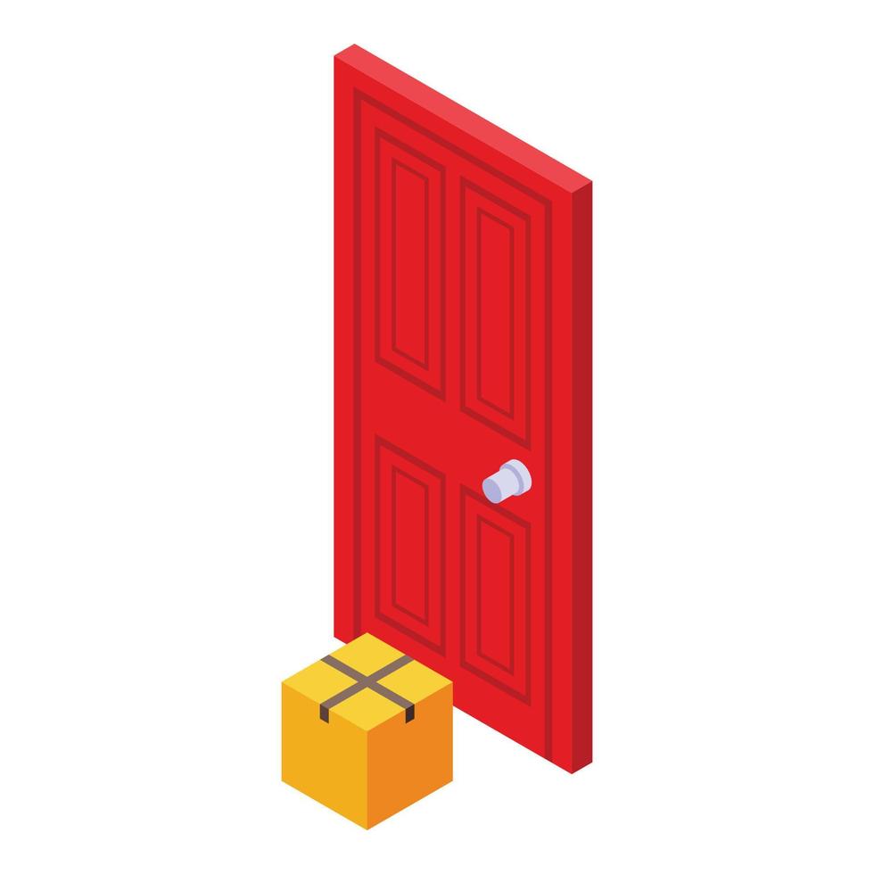 Parcel home door delivery icon isometric vector. Post service vector