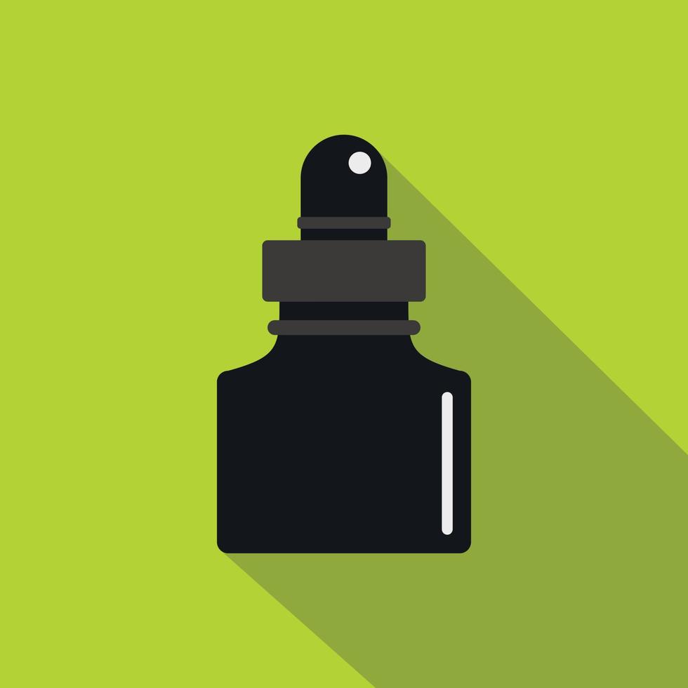 Black inkwell icon, flat style vector