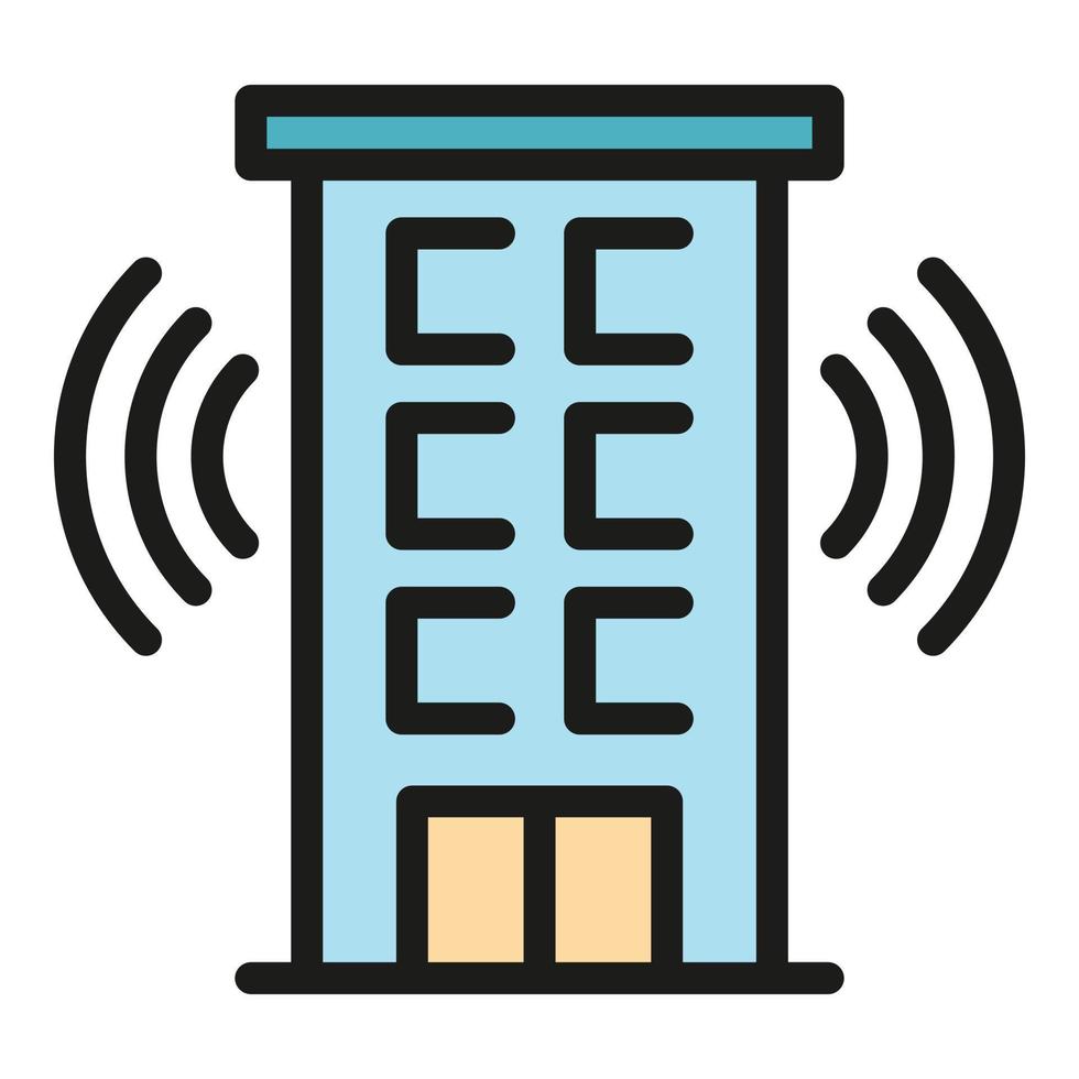 Wifi building icon color outline vector
