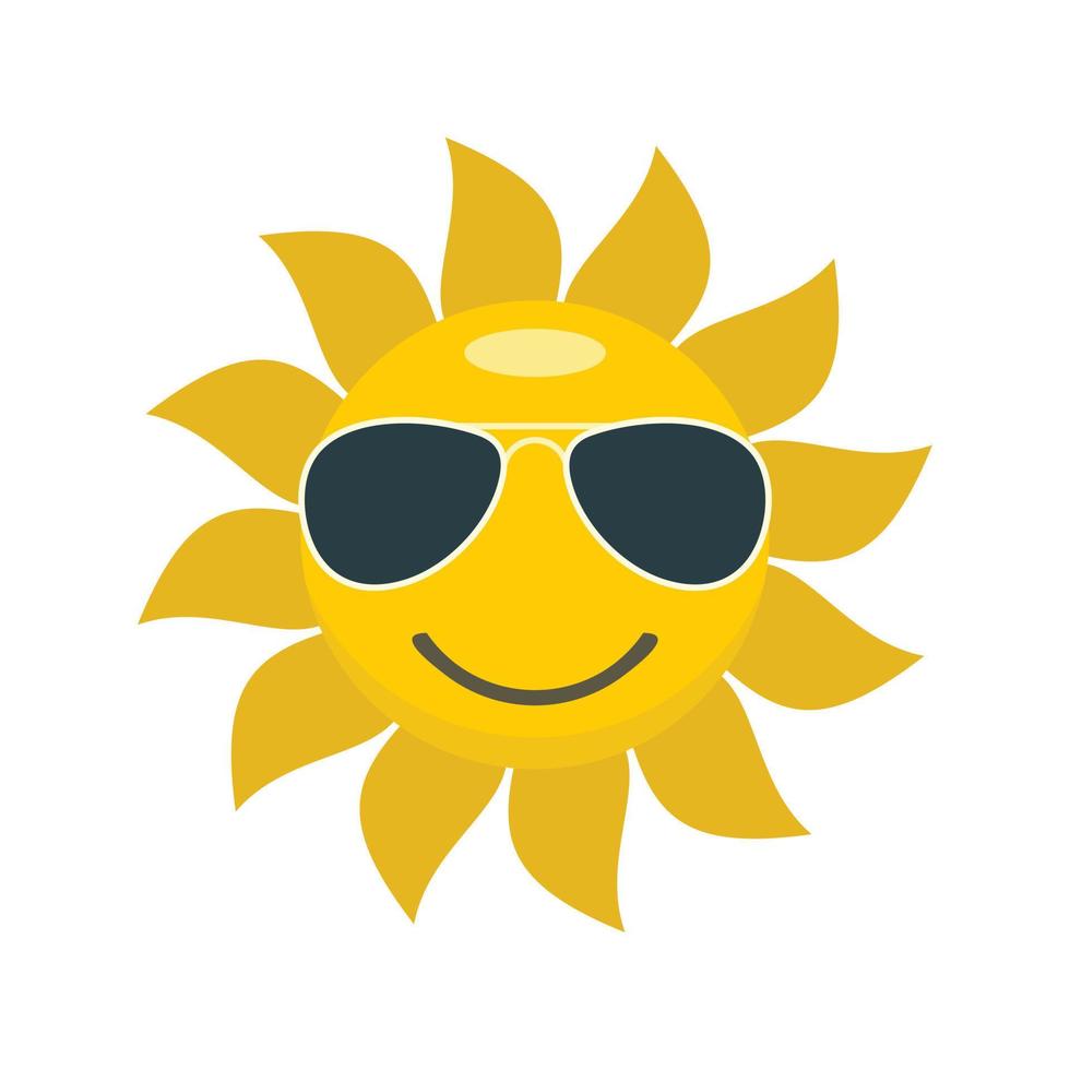 Sun icon, flat style vector