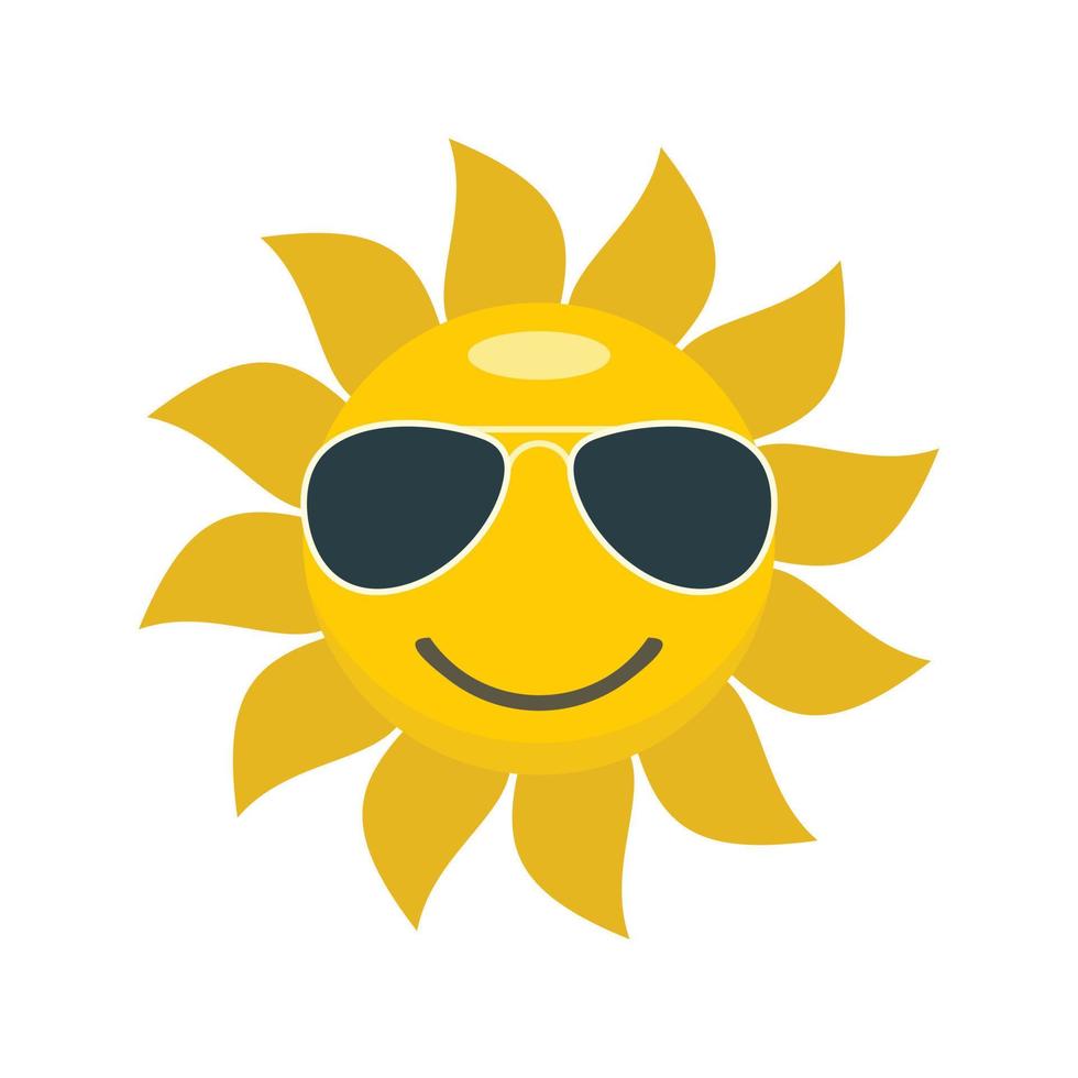 Sun icon, flat style vector