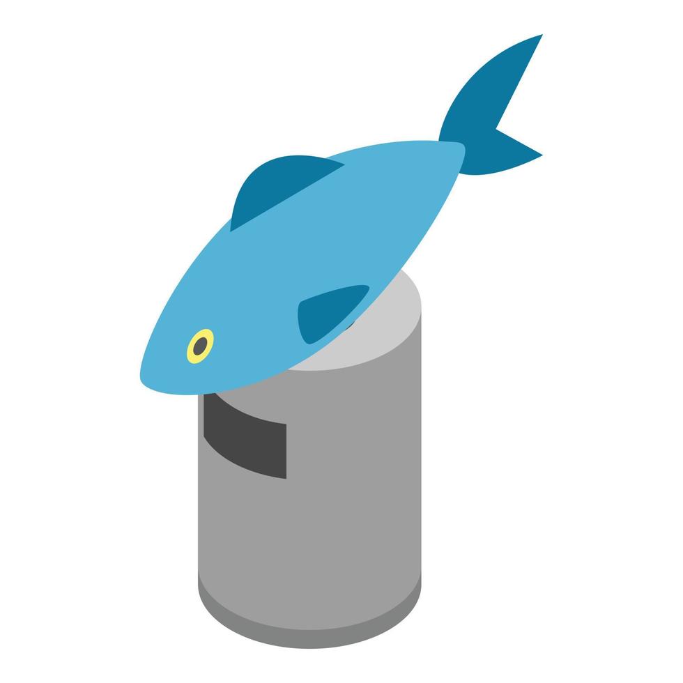 Seafood waste icon isometric vector. Discarded fish and metal trash can icon vector