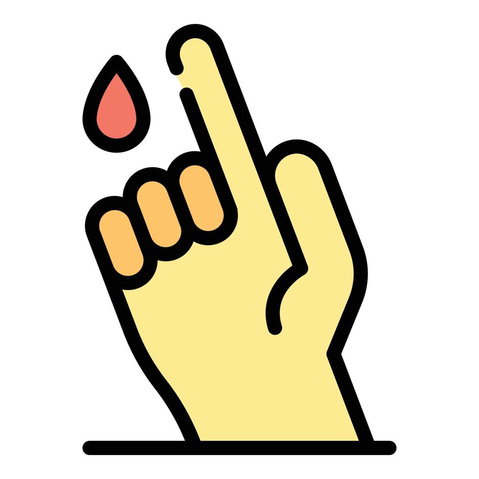 mano dedo sangre icono color contorno vector