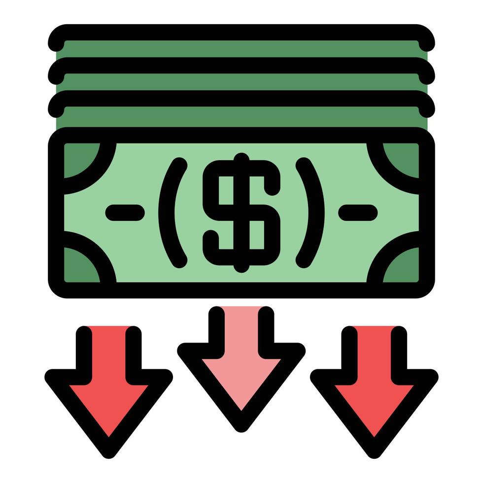 Crisis cash money icon color outline vector