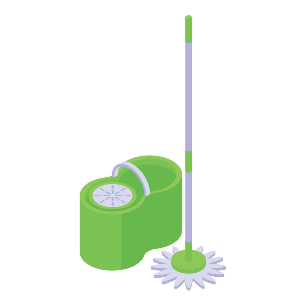Cleaning mop icon isometric vector. Clean bucket vector
