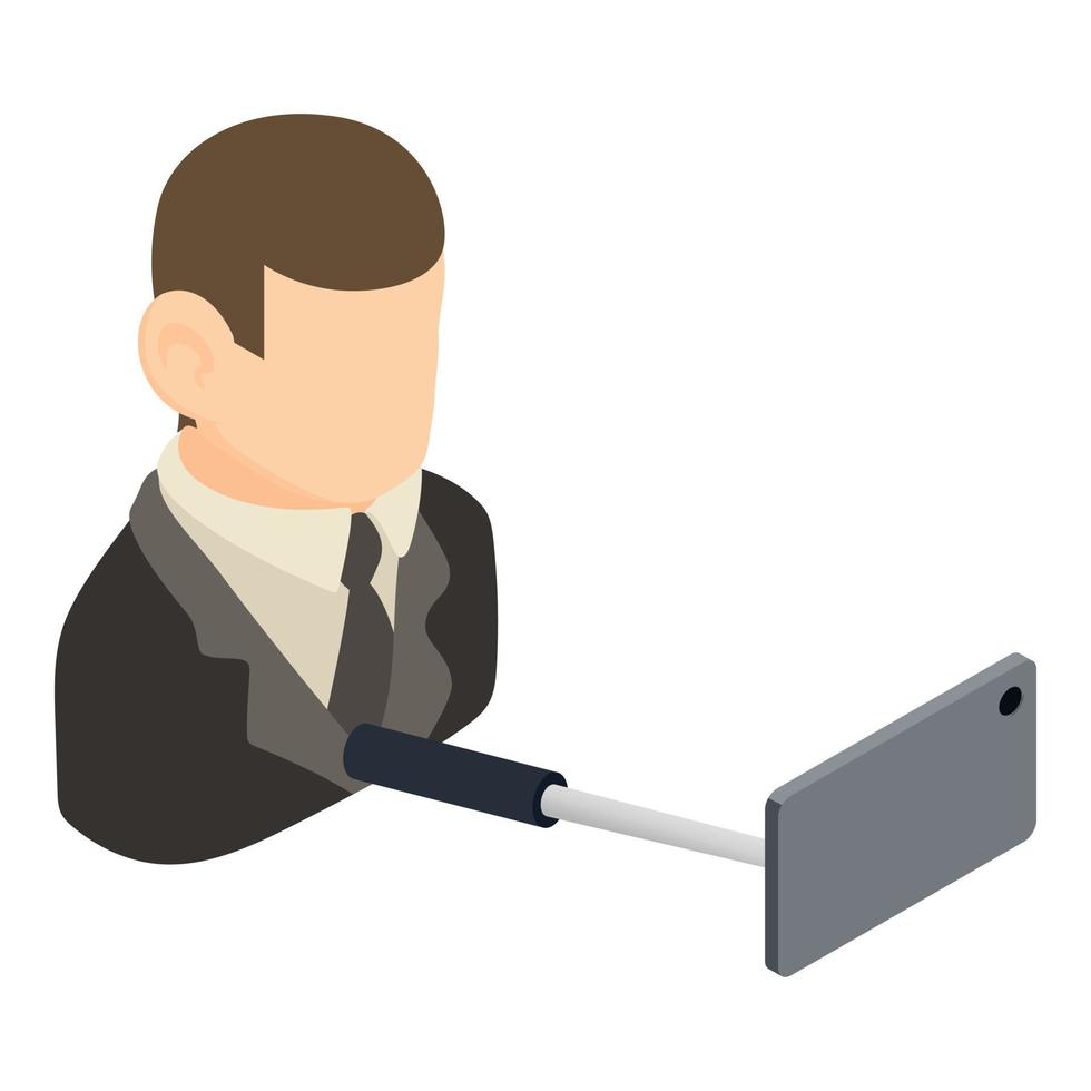 Selfie boss icon isometric vector. Businessman taking selfie photo on smartphone vector