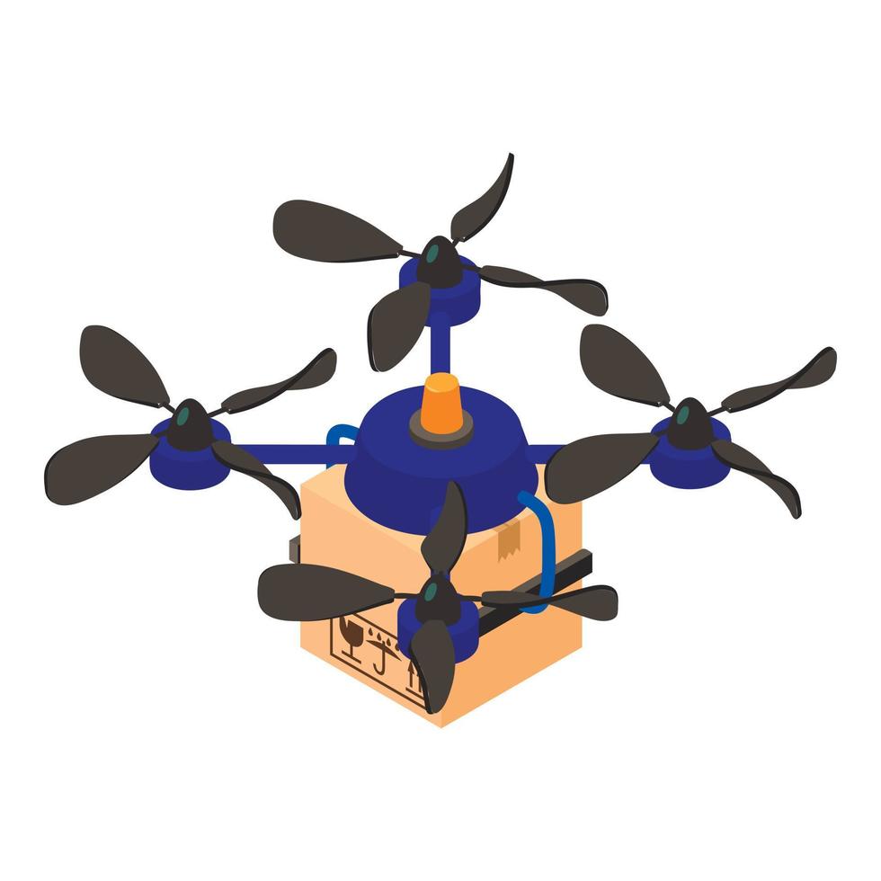 Delivery drone icon, isometric style vector