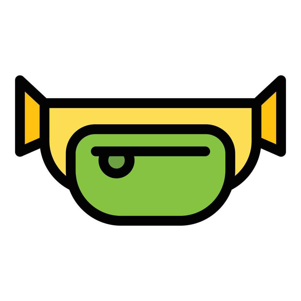 Canvas waist bag icon color outline vector