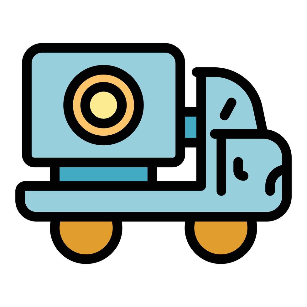 Cheese delivery van icon color outline vector