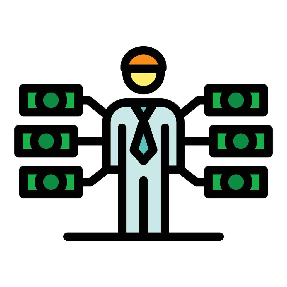 Broker money scheme icon color outline vector