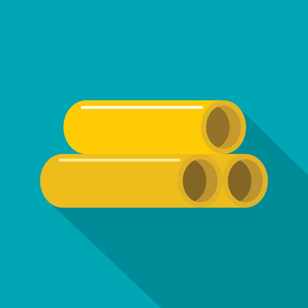 Yellow pipes icon, flat style vector