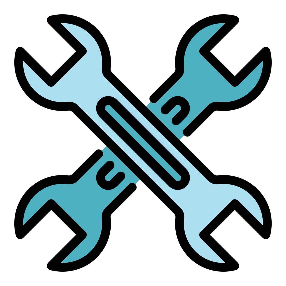 Crossed fixed key icon color outline vector