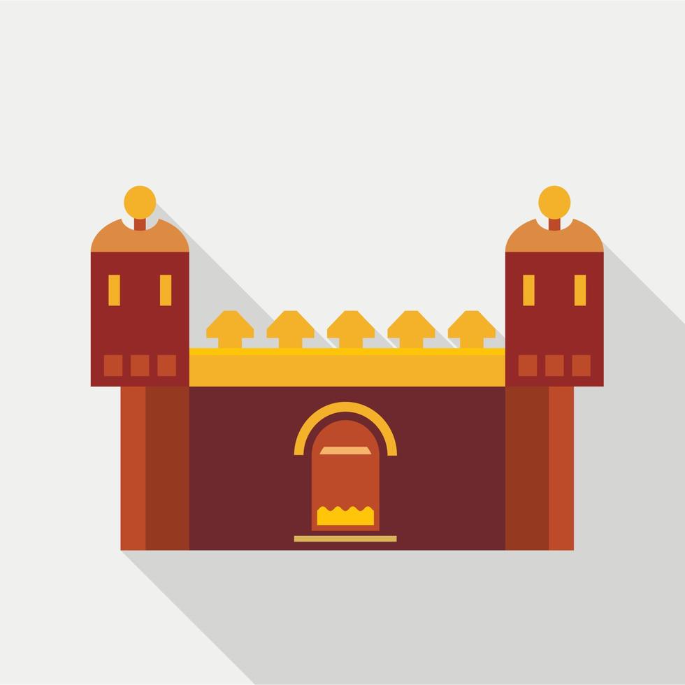 Fortress with gate icon, flat style vector