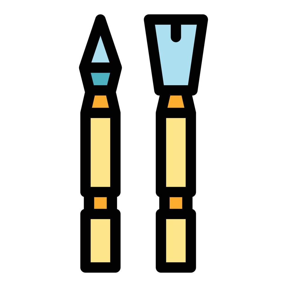 Pen and brush icon color outline vector