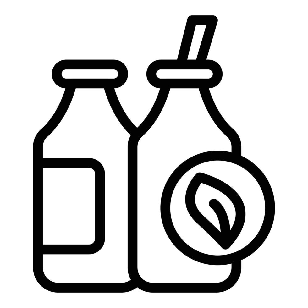 vector de contorno de icono de botella de leche vegana. dieta alimentaria