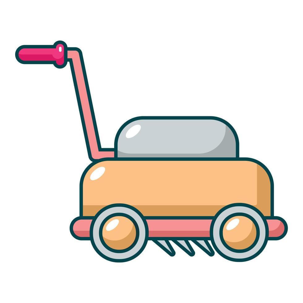 Lawn mower machine icon, cartoon style vector