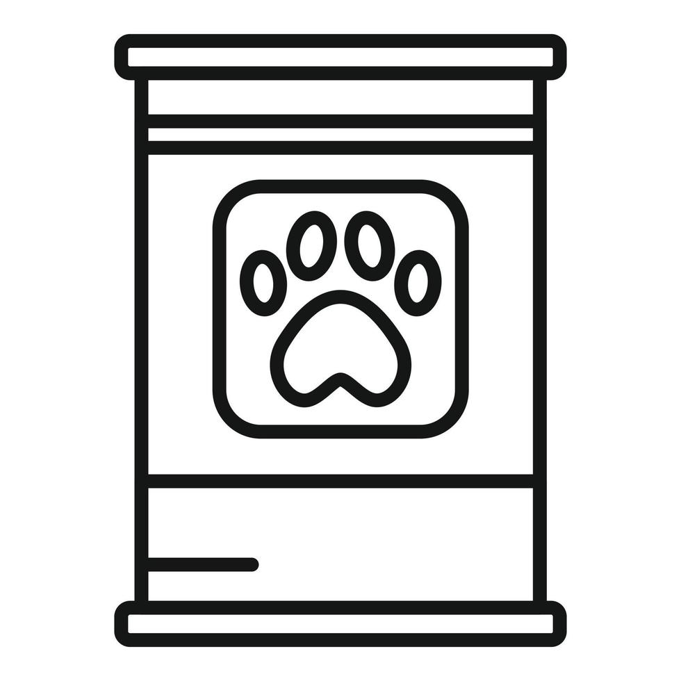 vector de contorno de icono de lata de perro. la alimentación animal
