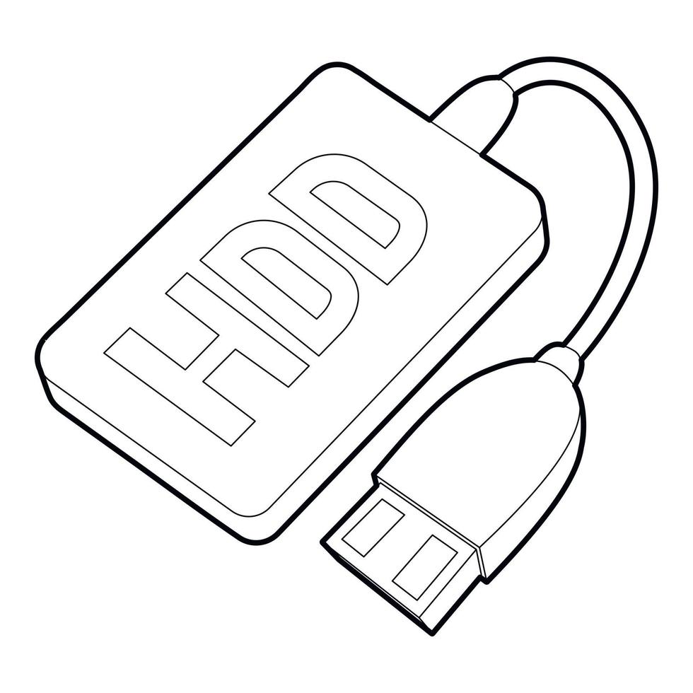 Hdd wire icon, outline style vector