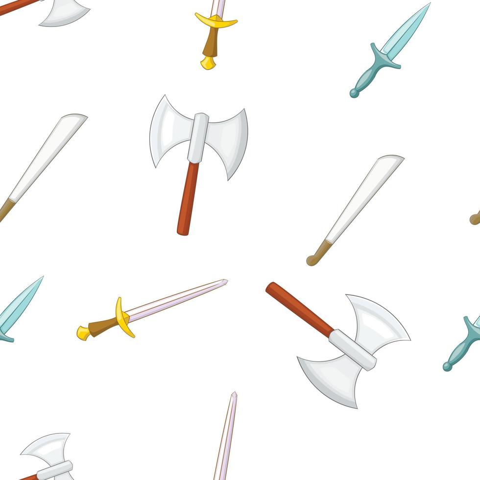 Military weapons pattern, cartoon style vector