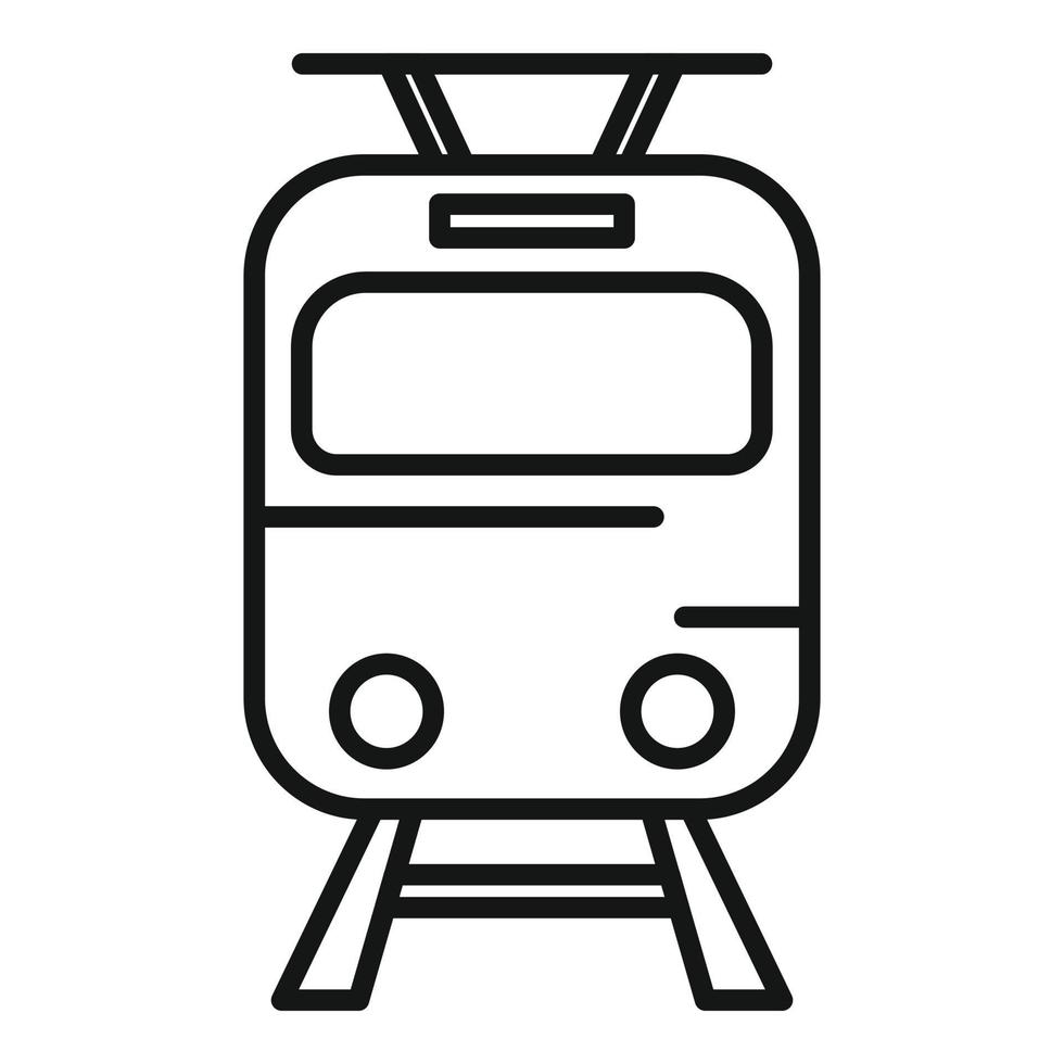 vector de contorno de icono de tren de metro. ciudad esperando