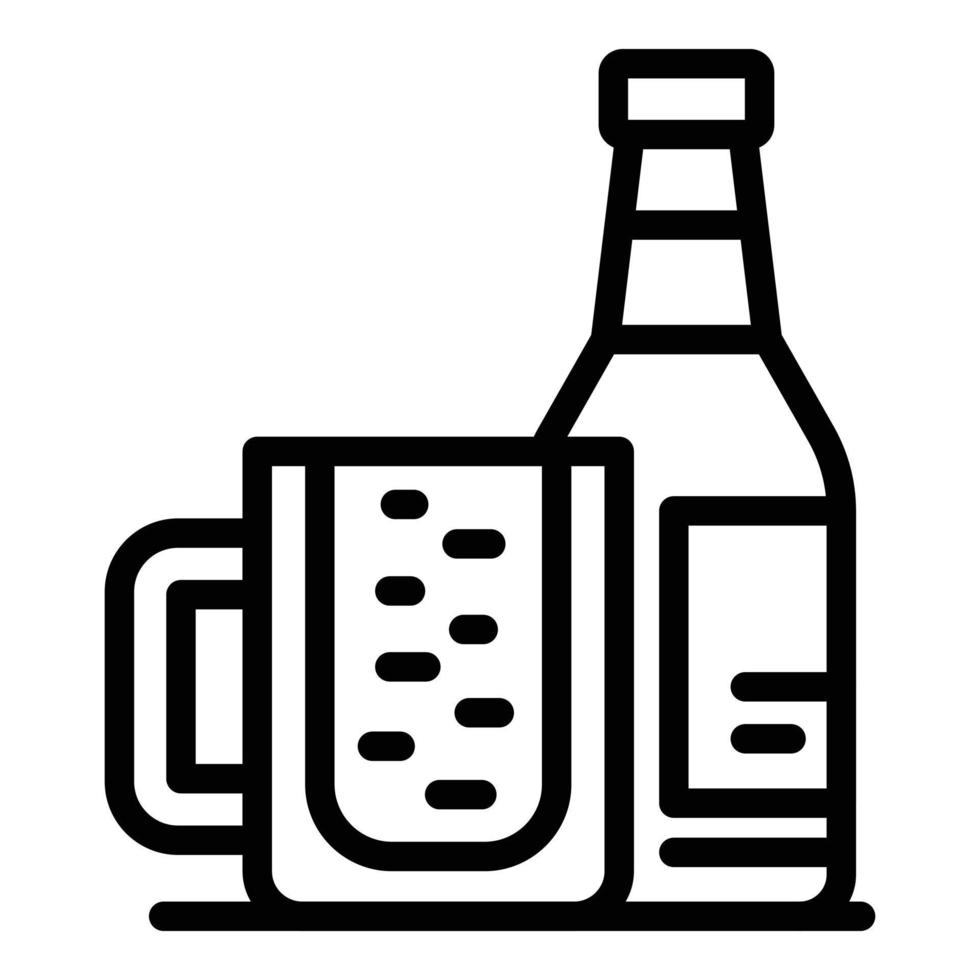 vector de contorno de icono de jarra de cerveza casera. proceso de fabrica