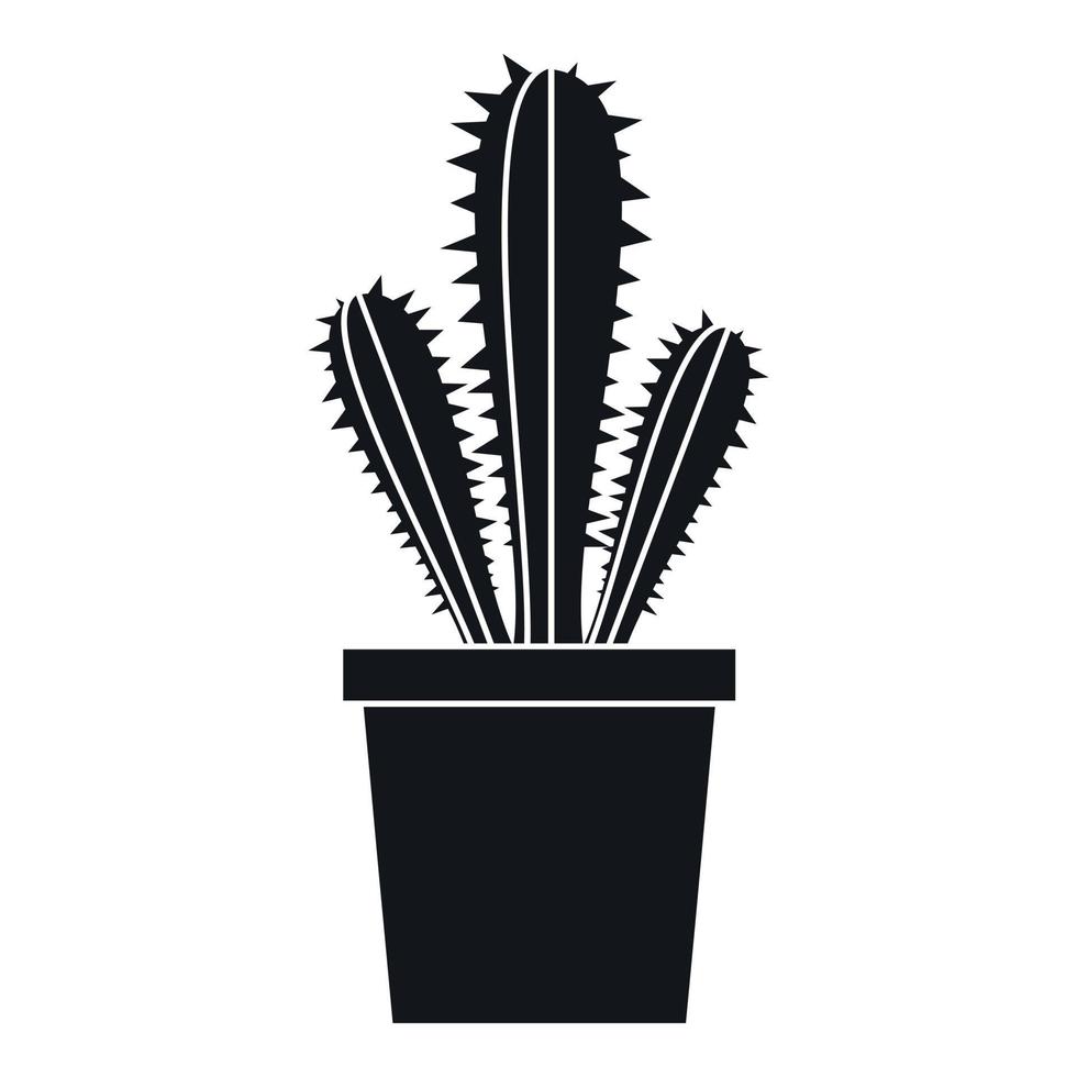 Cactus in flower pot icon, simple style vector