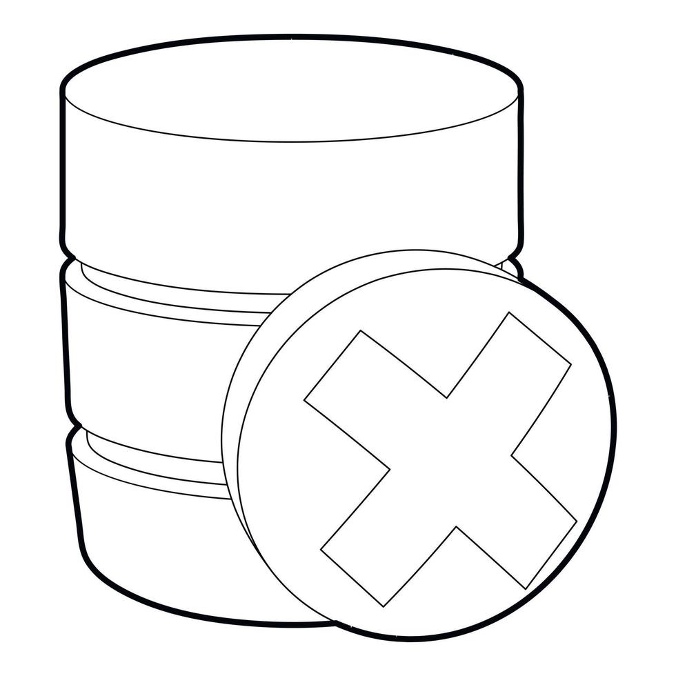 Closed database icon, outline style vector