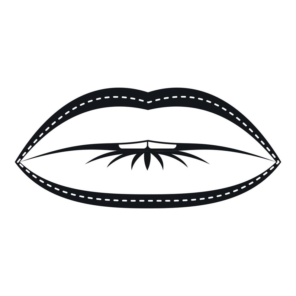 Lips with lines drawn around it icon, simple style vector