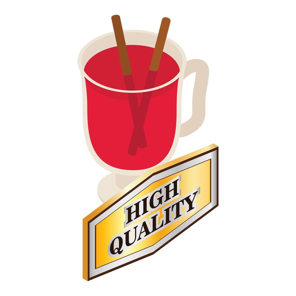 Mulled wine icon isometric vector. Swedish alcoholic drink with cinnamon stick vector