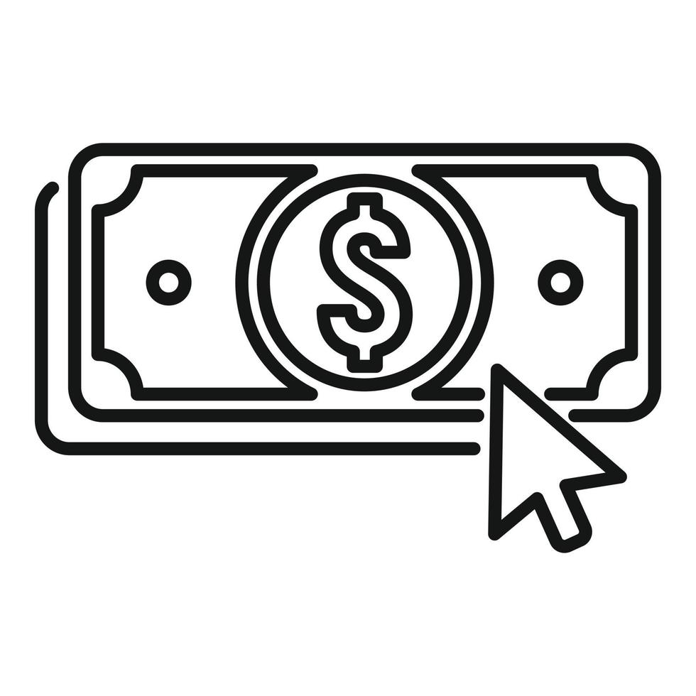 Click cash icon outline vector. Payment mobile vector