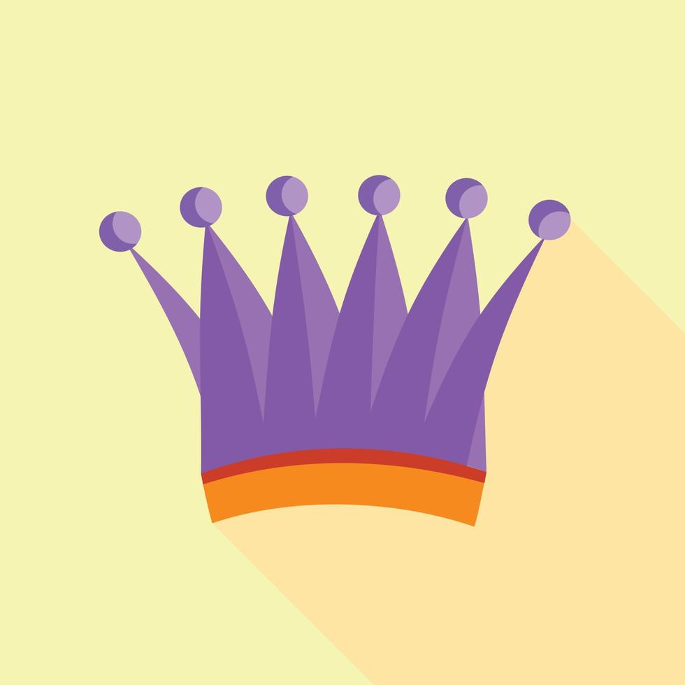 Violet queen crown icon, flat style vector