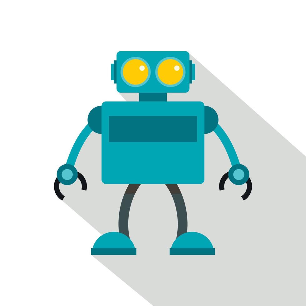 Blue robot icon, flat style vector