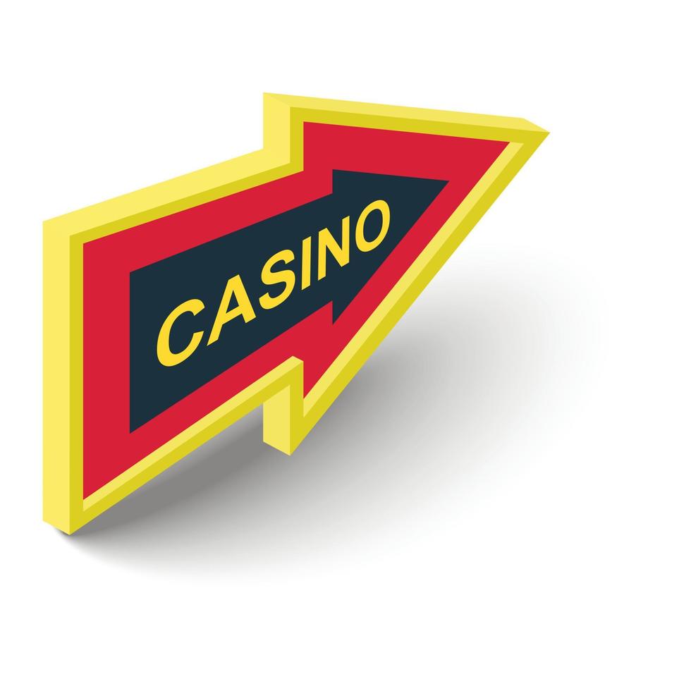 Casino direction sign icon, isometric 3d style vector