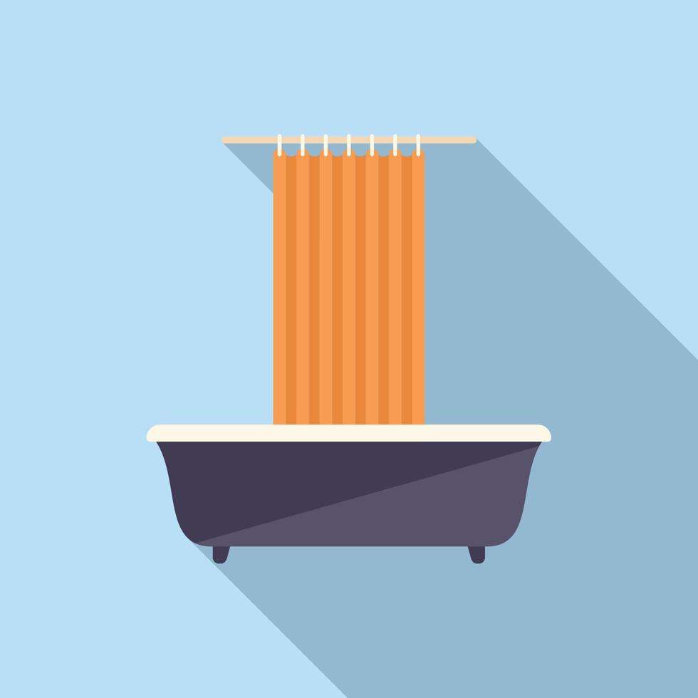 Tub shower curtain icon flat vector. Clean bathroom vector