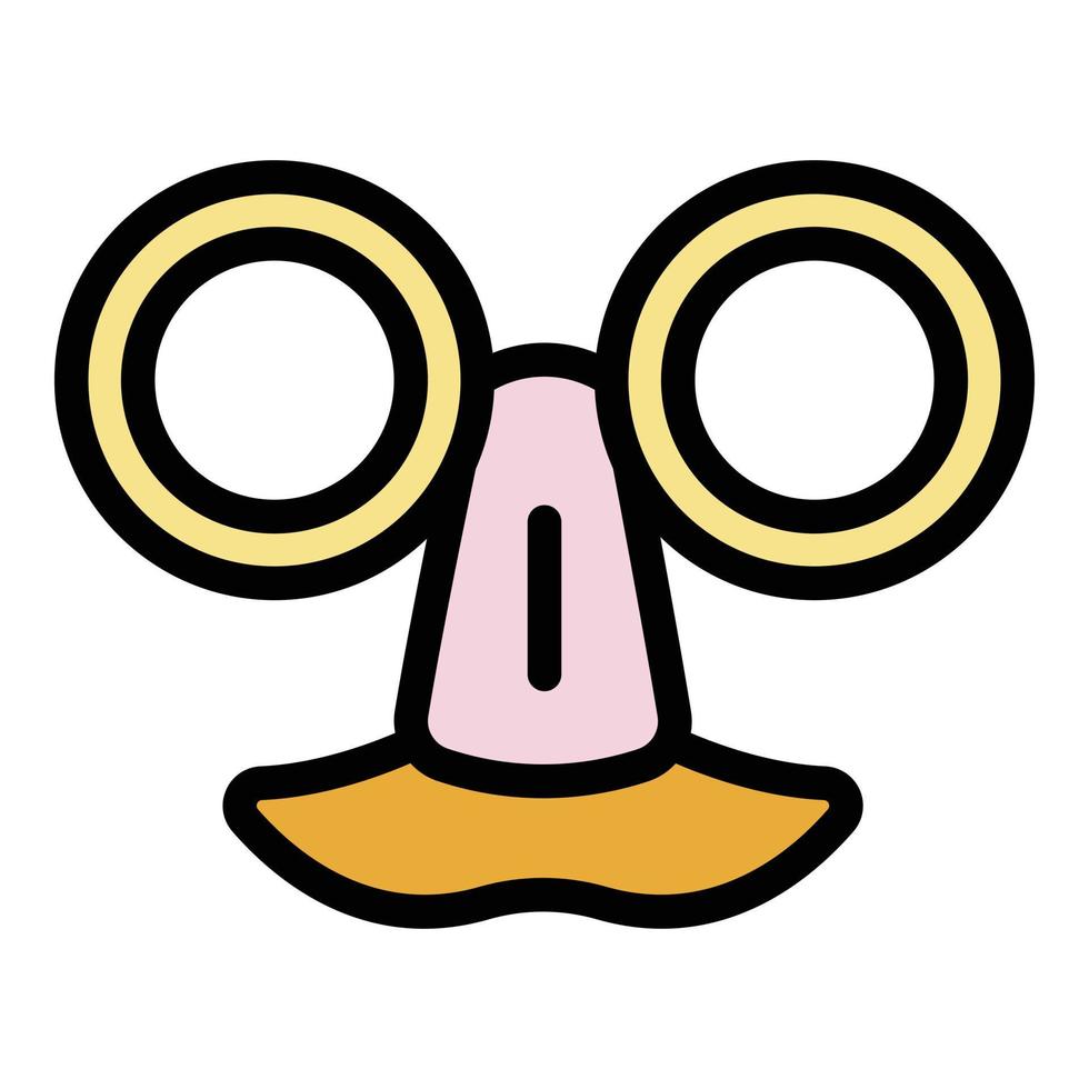 Hoax nose mustache icon color outline vector