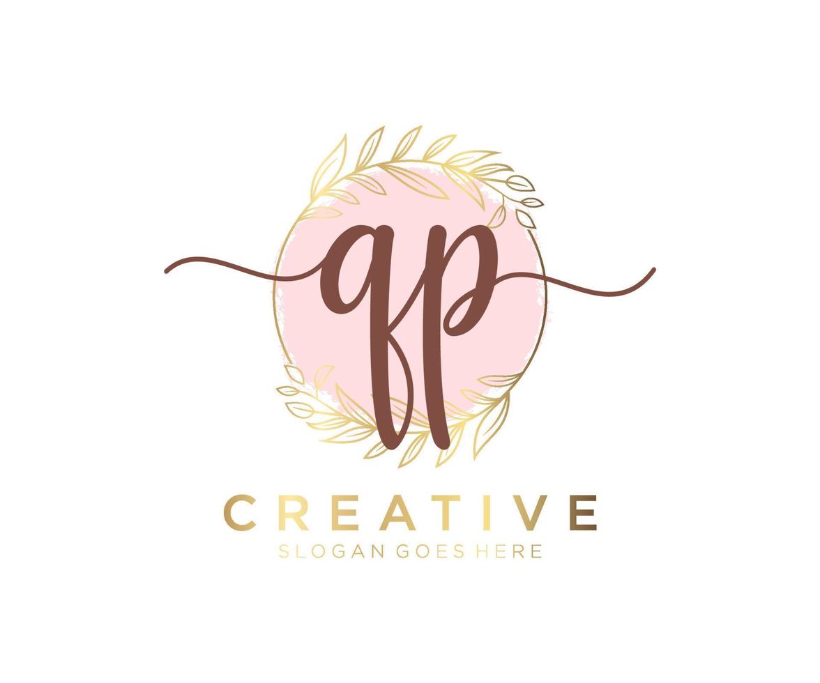 Initial QP feminine logo. Usable for Nature, Salon, Spa, Cosmetic and Beauty Logos. Flat Vector Logo Design Template Element.