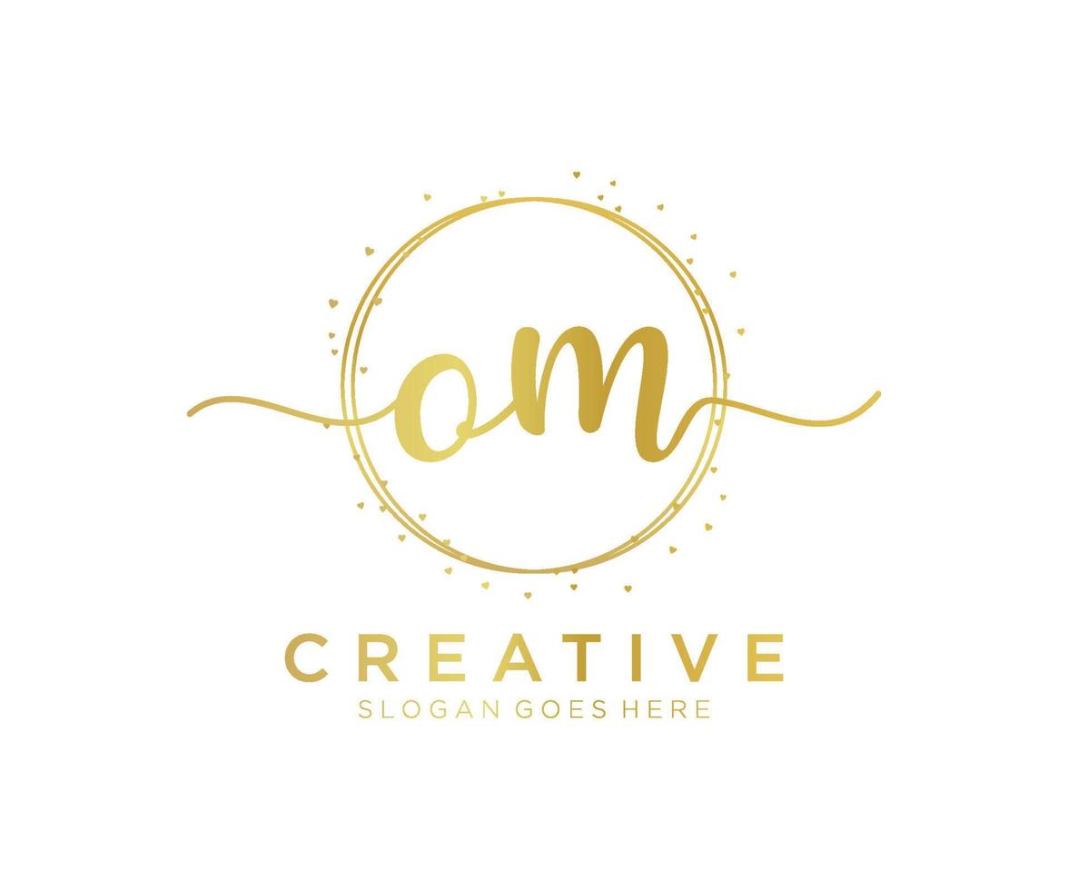 Initial OM feminine logo. Usable for Nature, Salon, Spa, Cosmetic and Beauty Logos. Flat Vector Logo Design Template Element.