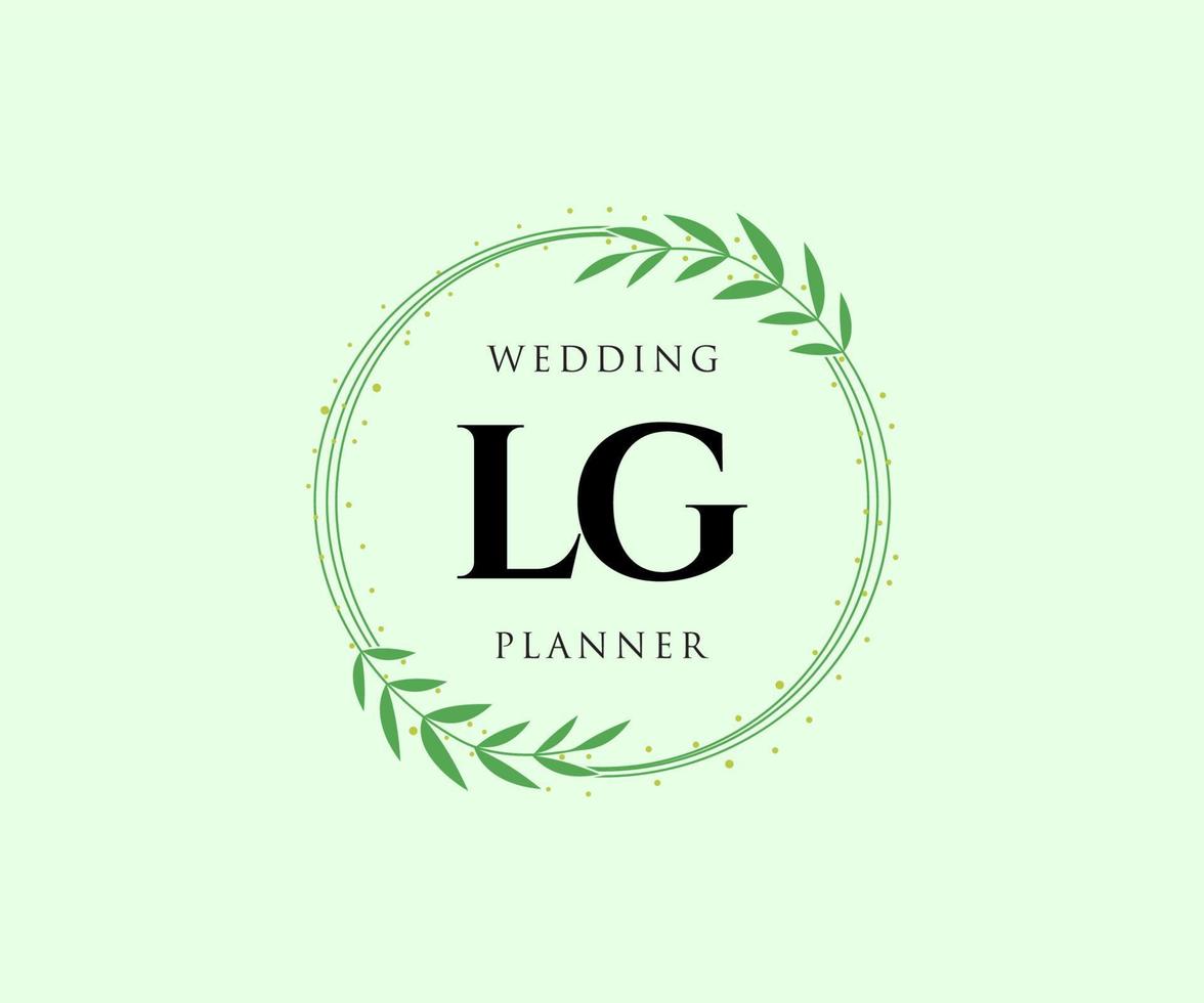 LG Initials letter Wedding monogram logos collection, hand drawn modern minimalistic and floral templates for Invitation cards, Save the Date, elegant identity for restaurant, boutique, cafe in vector