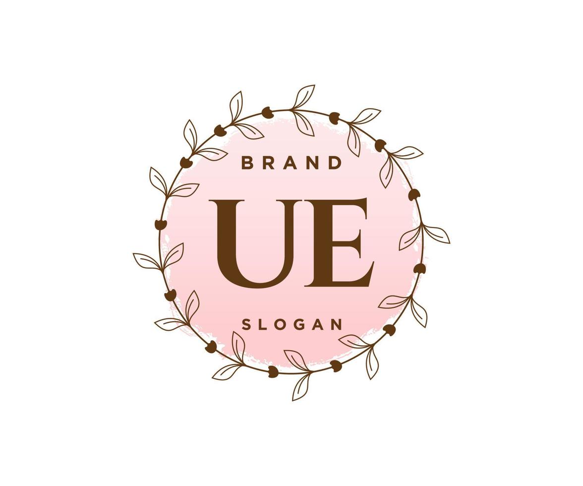Initial UE feminine logo. Usable for Nature, Salon, Spa, Cosmetic and Beauty Logos. Flat Vector Logo Design Template Element.