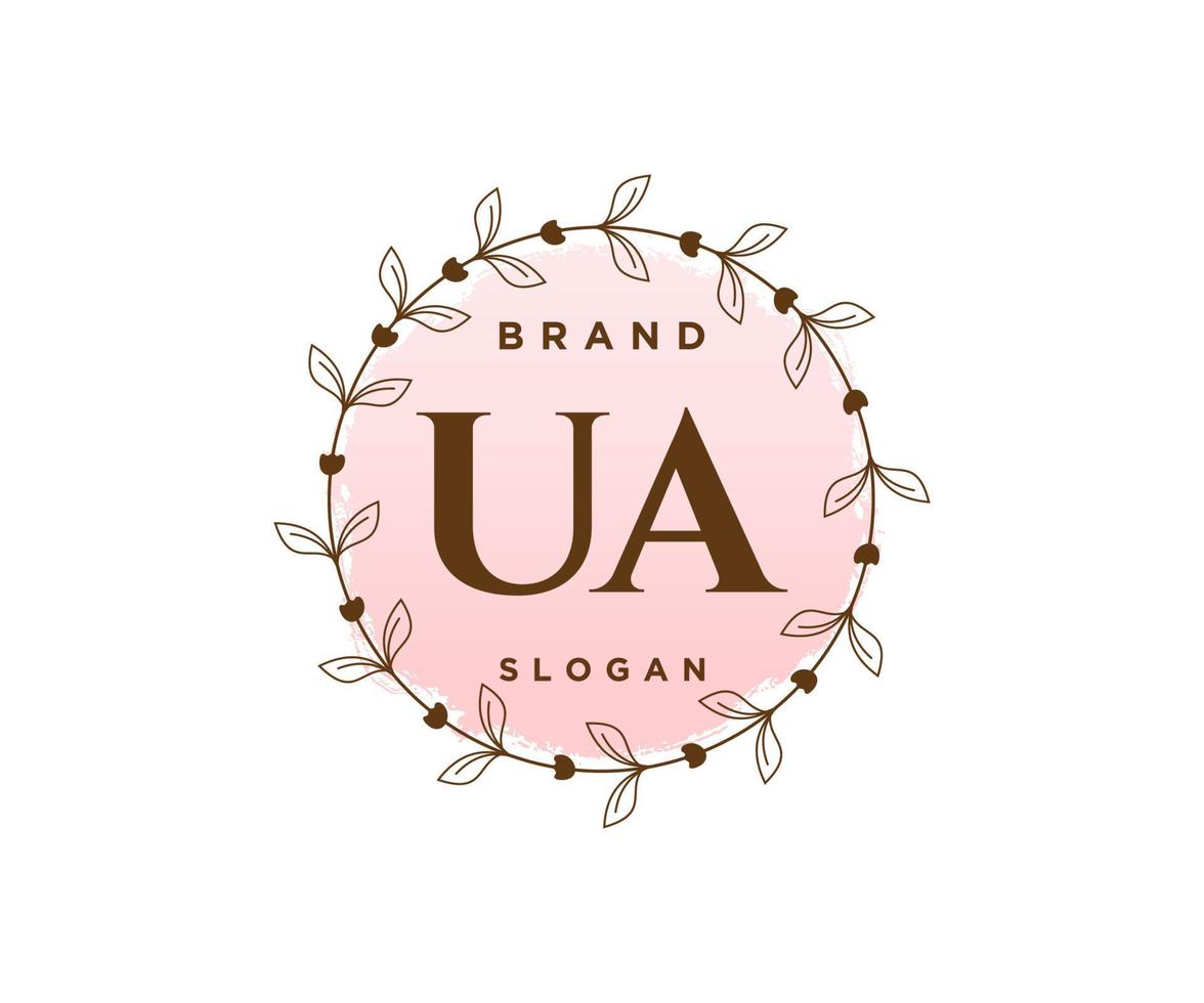 Initial UA feminine logo. Usable for Nature, Salon, Spa, Cosmetic and Beauty Logos. Flat Vector Logo Design Template Element.