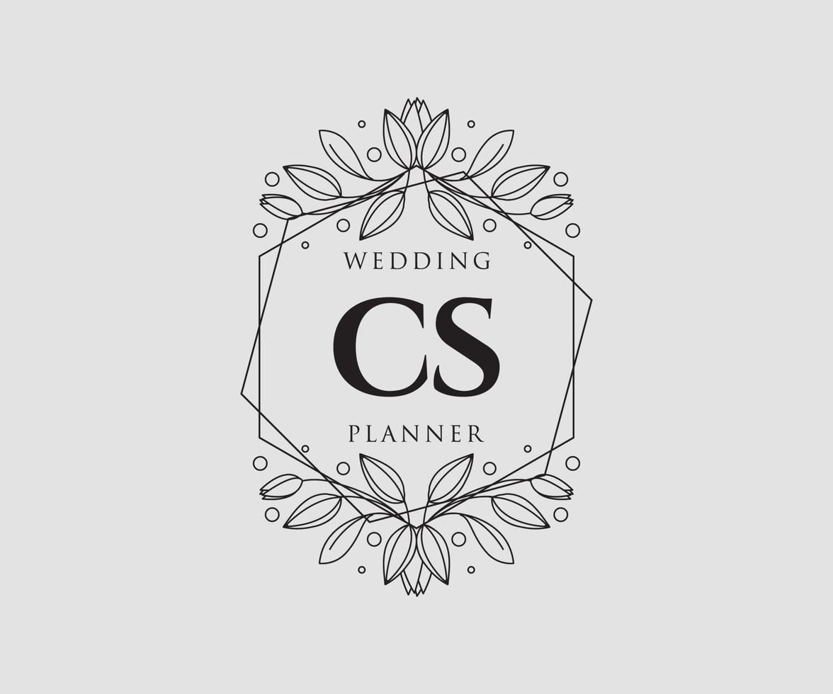 CS Initials letter Wedding monogram logos collection, hand drawn modern minimalistic and floral templates for Invitation cards, Save the Date, elegant identity for restaurant, boutique, cafe in vector