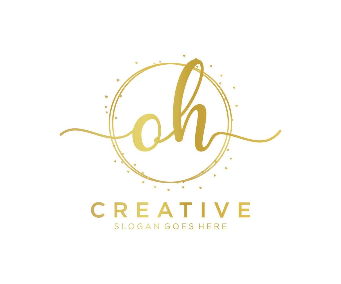 Initial OH feminine logo. Usable for Nature, Salon, Spa, Cosmetic and Beauty Logos. Flat Vector Logo Design Template Element.